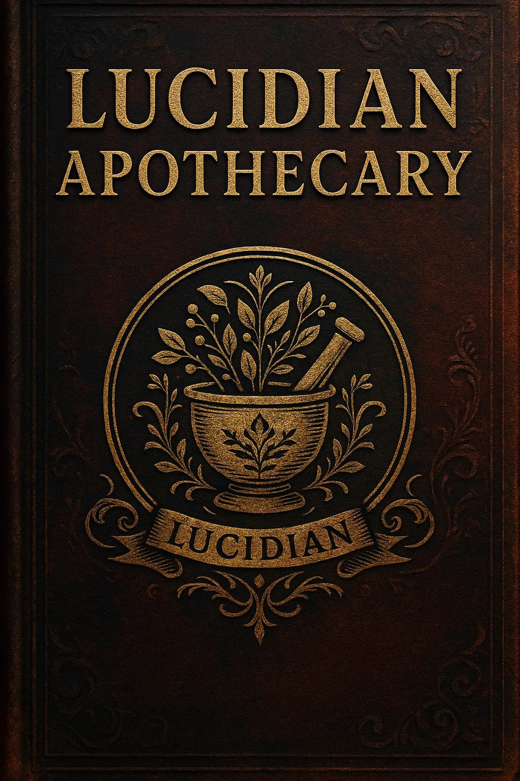 Lucidian Apothecary mortar and botanical crest